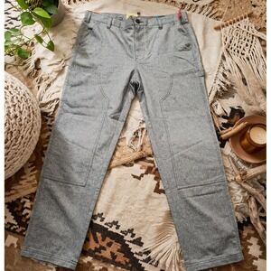 Houston White Mens Herringbone Carpenter Pants Grey White Double Knee Size M NEW